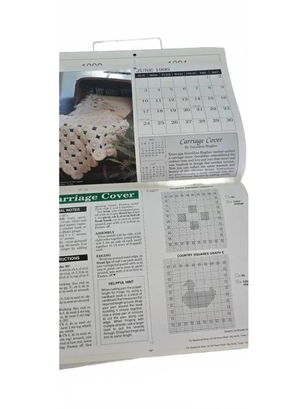 Needlecraft Afghan Calendar 1990 with Crochet Patterns